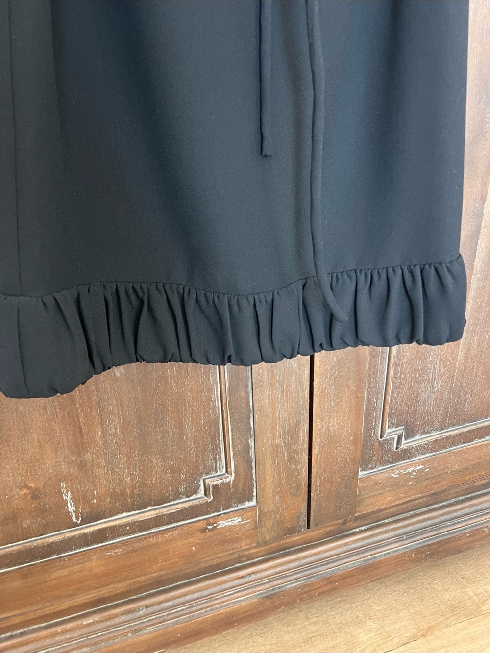 Talbots Black Sleeveless Belted Ruffle-Hem Mini Dress - Picture 3 of 4